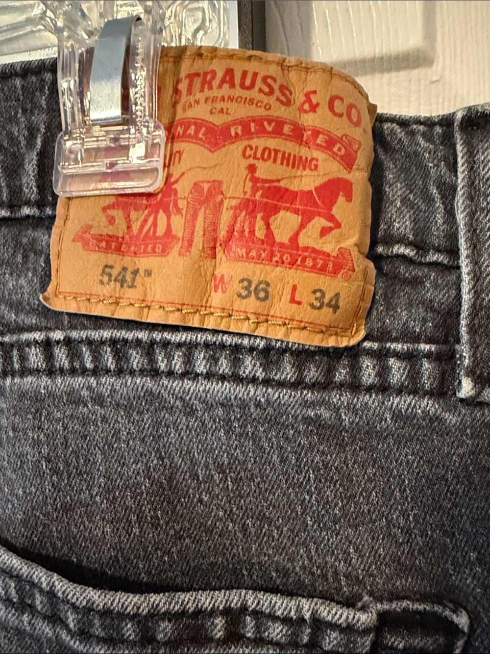 Levi's 541 Relaxed Fit Men’s Jeans in Washed Black with Tan Patch